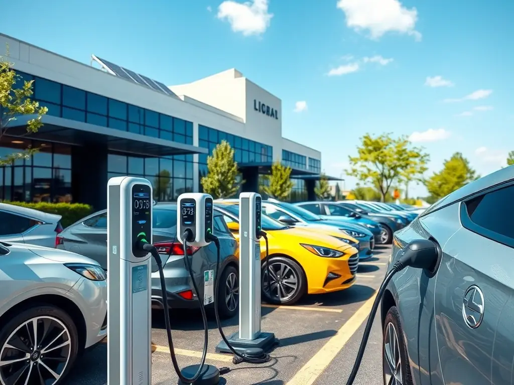 A high-resolution image of a sleek, modern DC fast EV charging station installed at a commercial parking lot, with clear branding and digital display, under natural daylight, emphasizing premium design and robust build quality.